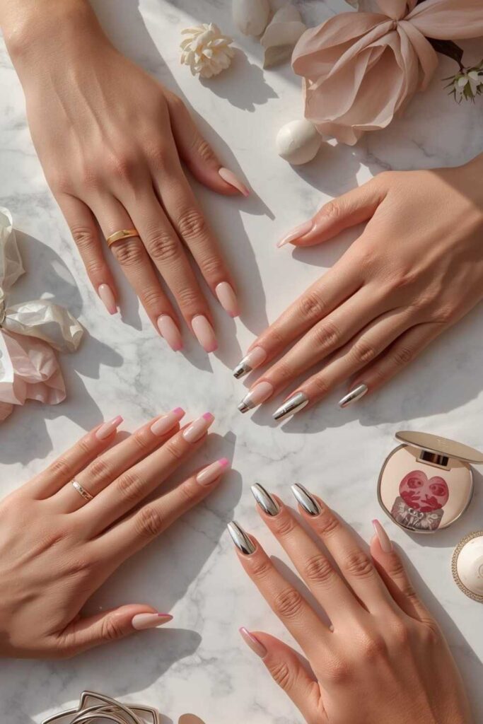Trending cute acrylic nail designs for every style including French tips, chrome, minimalist and colorful acrylic nails