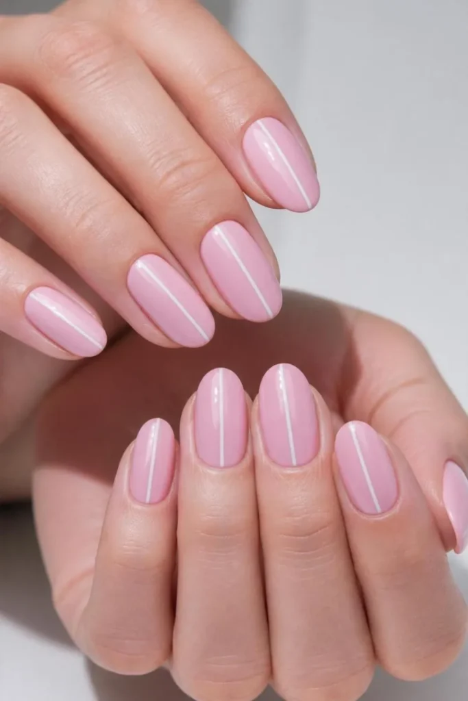 Pink Gel Nails Simple Design