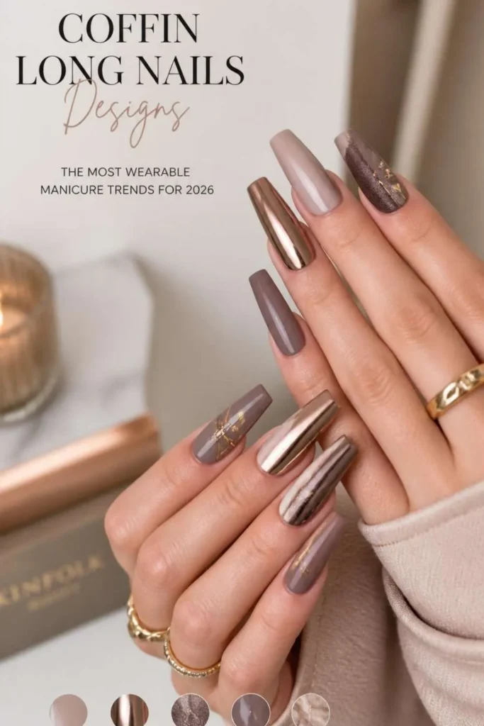 Lace Long Coffin Nails