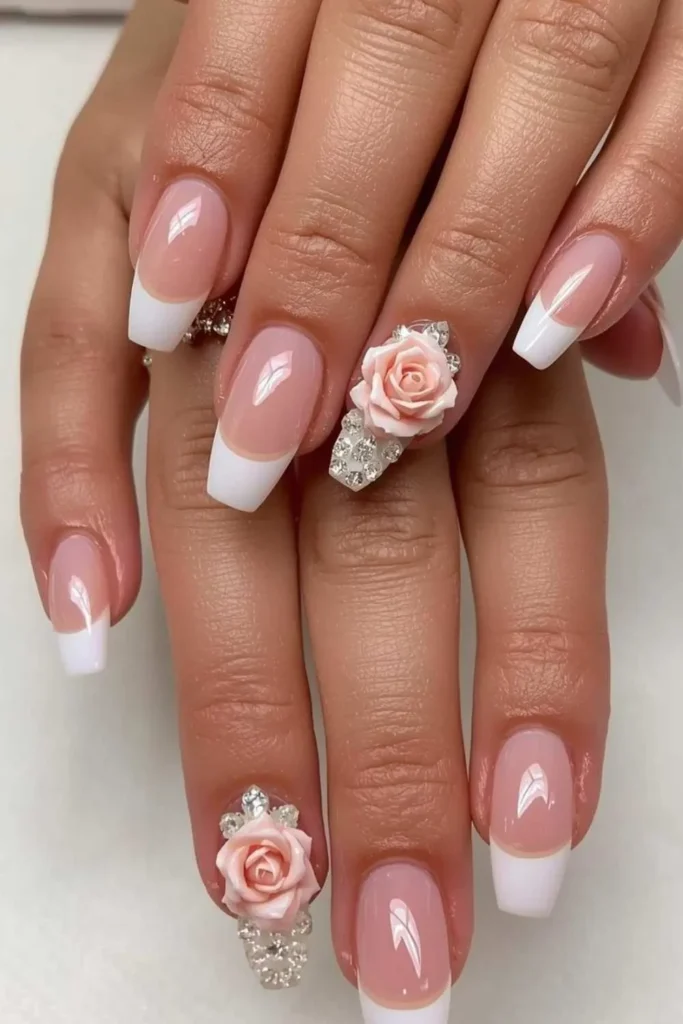 3D Floral Acrylic Nails