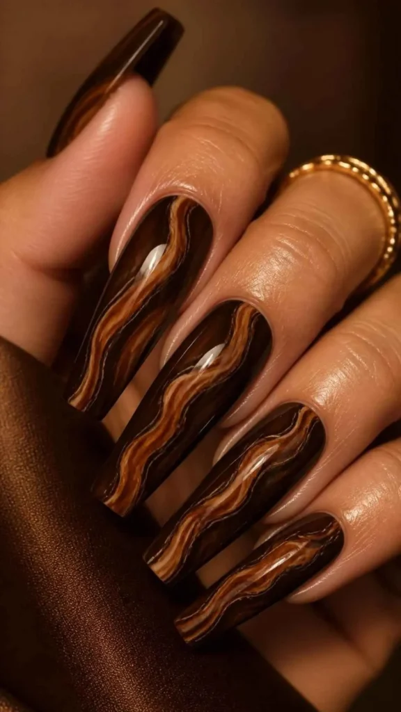 Lace Long Coffin Nails