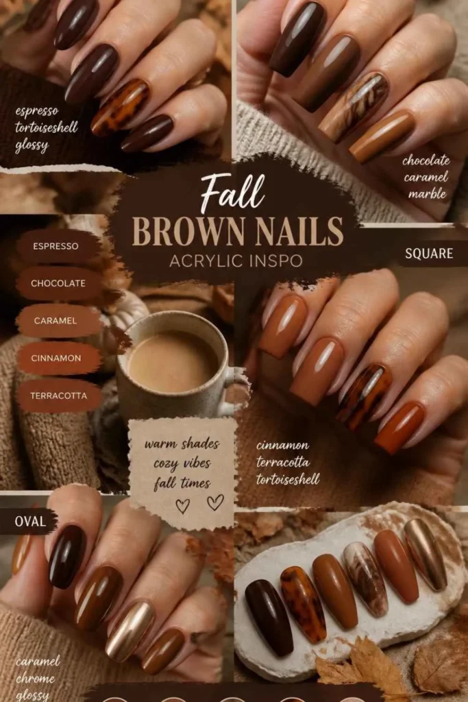 Fall Brown Nails Acrylic