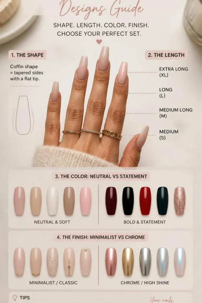 Lace Long Coffin Nails