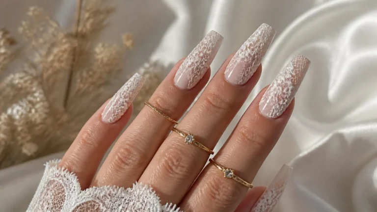 Lace Long Coffin Nails