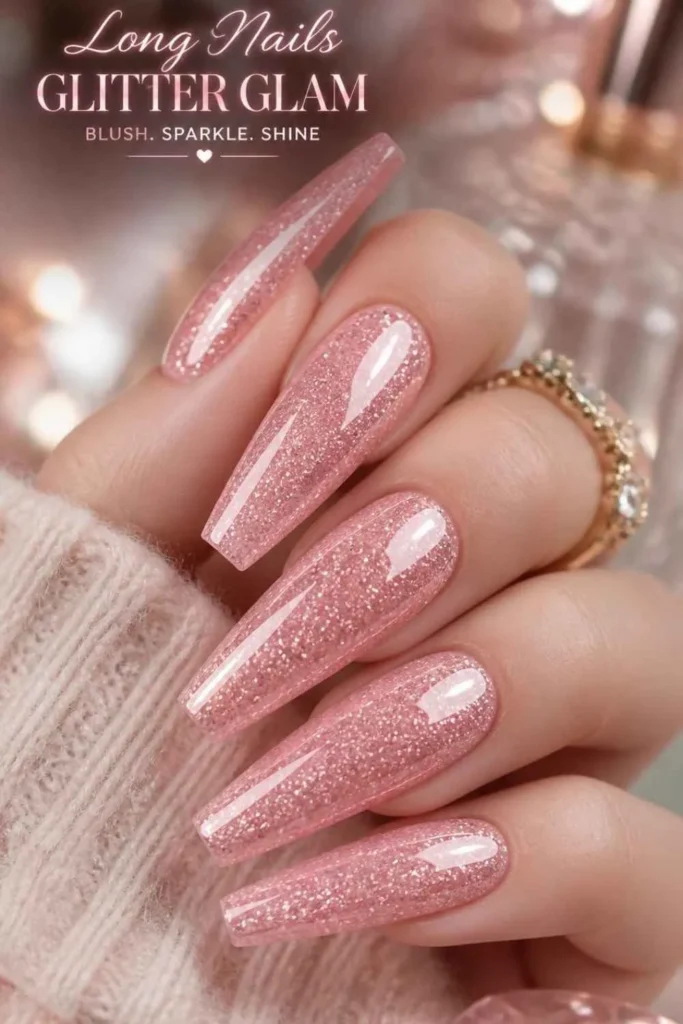 Long Nails Glitter Glam