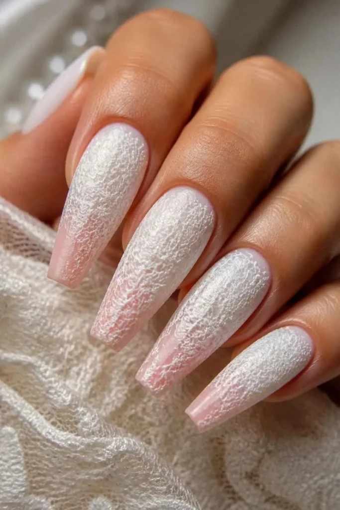 Lace Long Coffin Nails