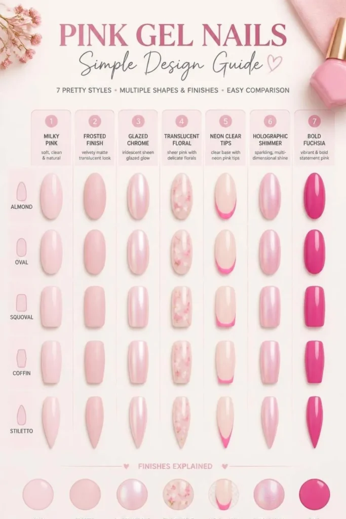 Pink Gel Nails Simple Design