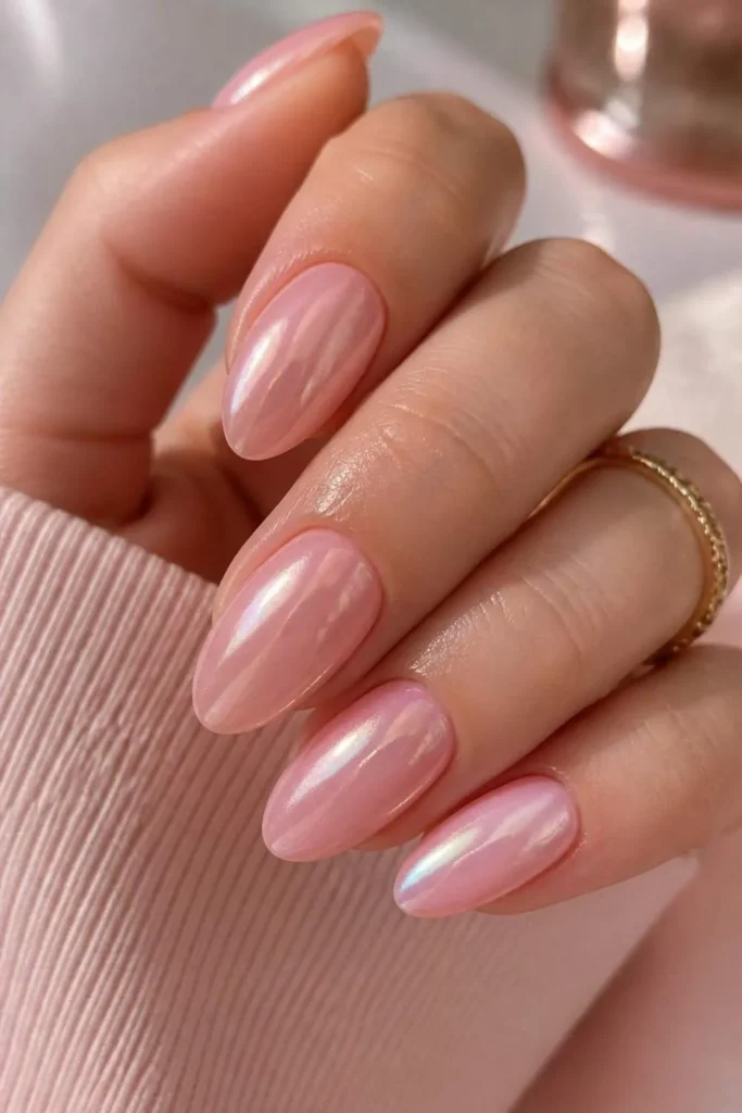 Pink Gel Nails Simple Design