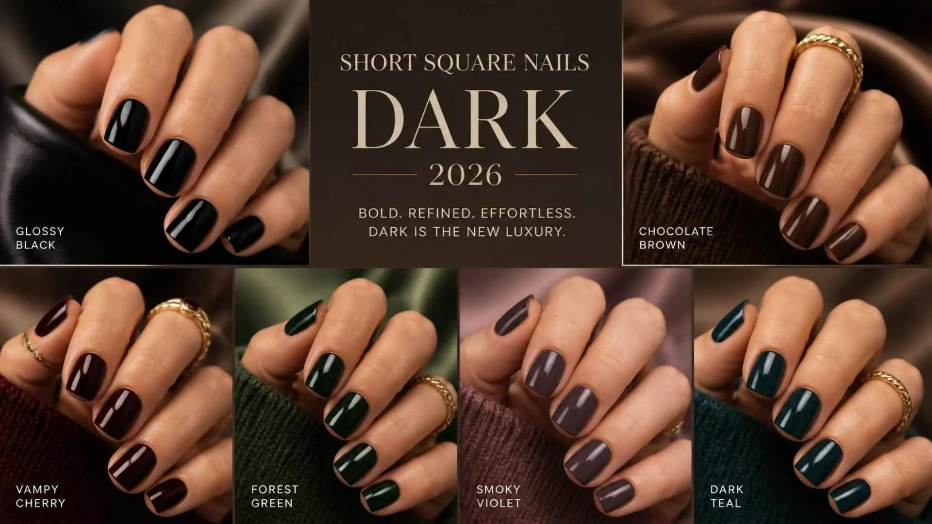 Short Square Nails Dark 2026