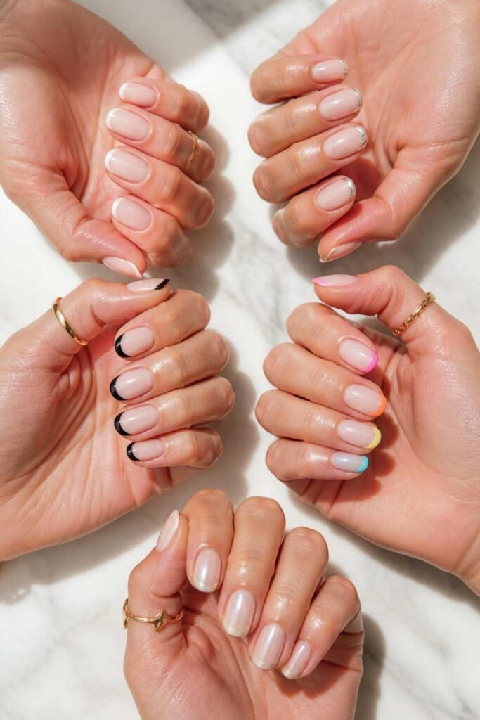 Elegant Short French Tip Nail Designs with micro French tips, chrome finishes, colorful edges, and modern minimalist nail art.