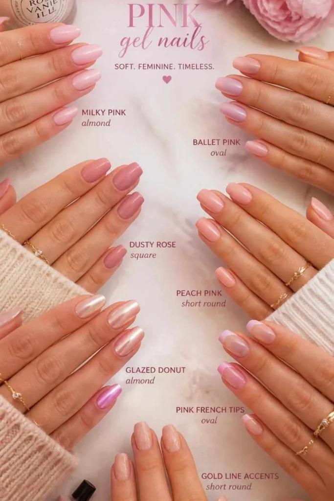 Pink Gel Nails Simple Design