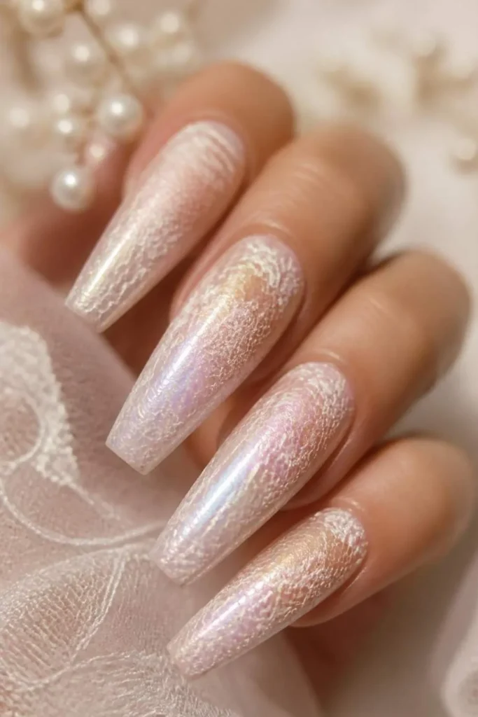 Lace Long Coffin Nails