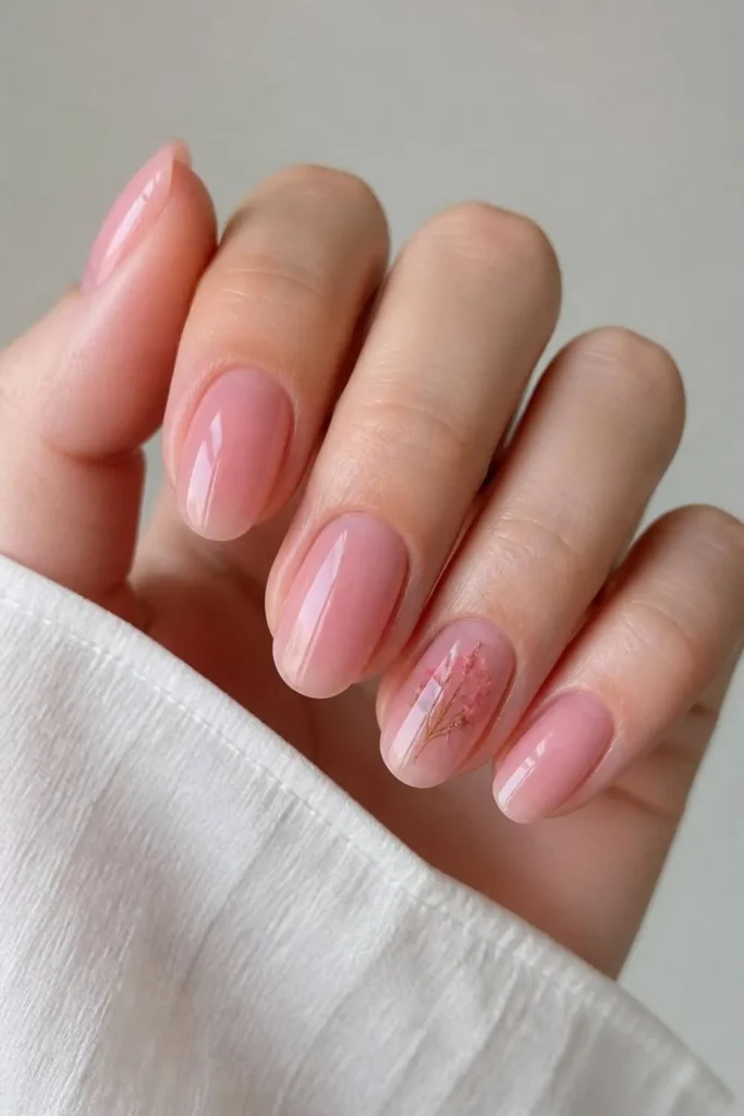 Pink Gel Nails Simple Design
