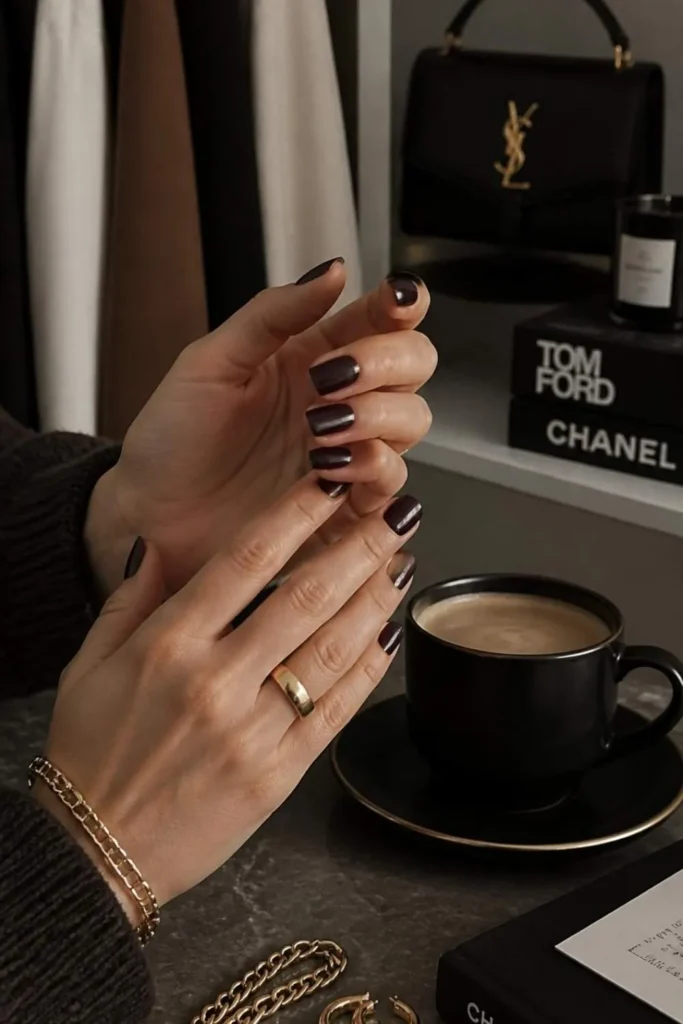 Short Square Nails Dark 2026