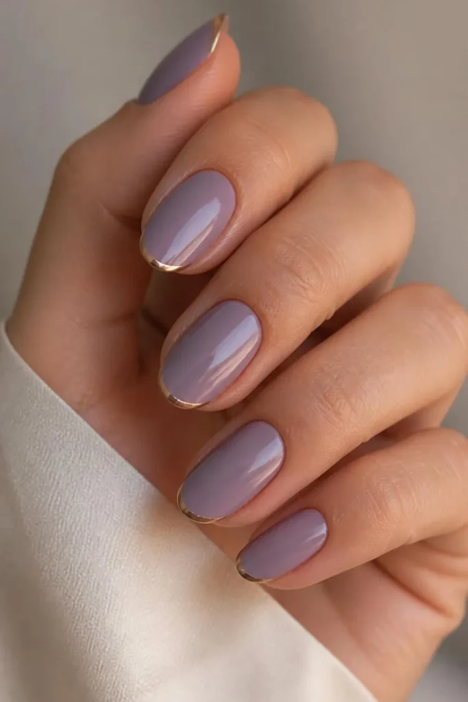 Modern French Tip Nails with Gold