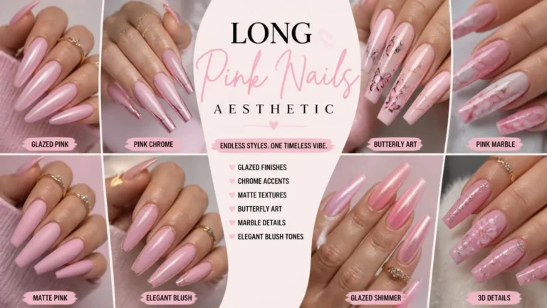 Long Pink Nails Aesthetic