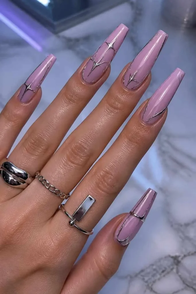 Long Pink Nails Aesthetic