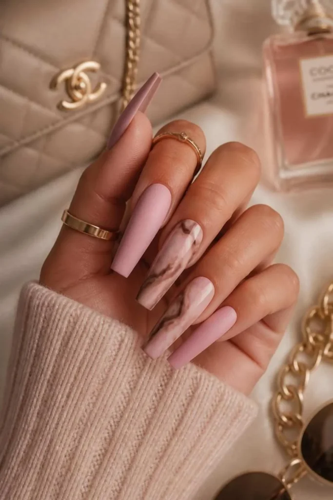 Long Pink Nails Aesthetic