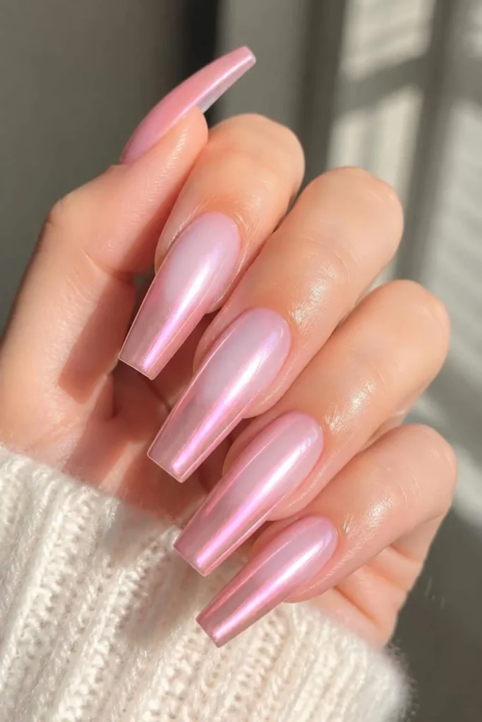 Long Pink Nails Aesthetic