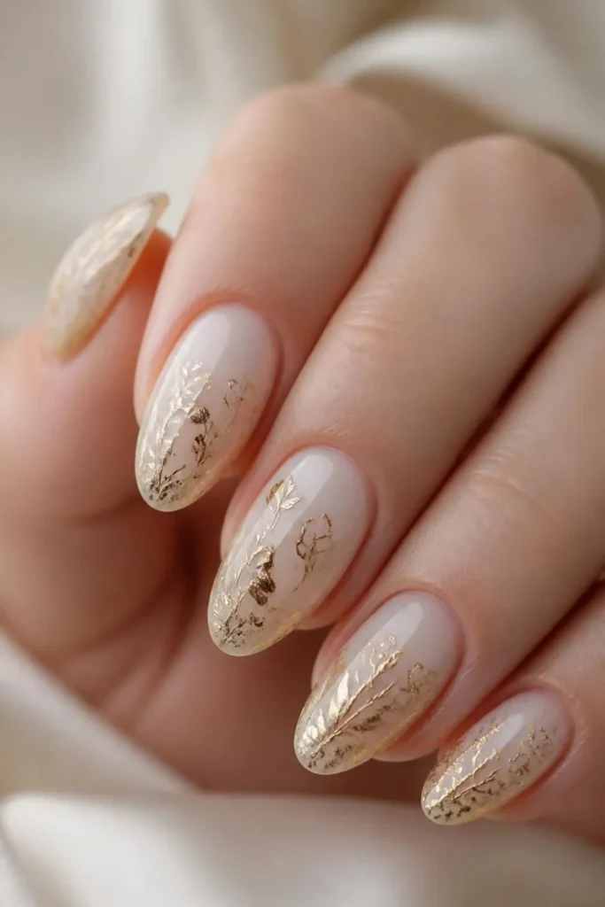 Modern French Tip Nails with Gold