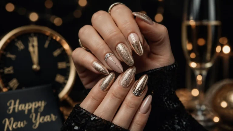 New Year Nail Designs With Glitter & Bling