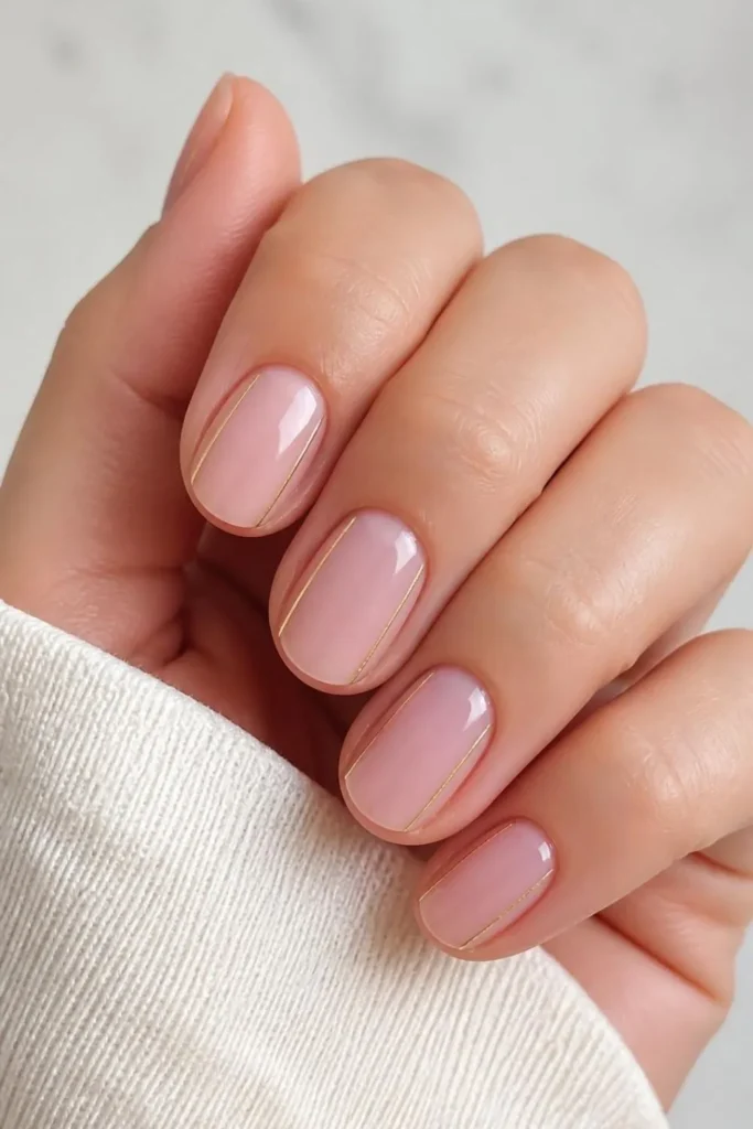 Modern French Tip Nails with Gold