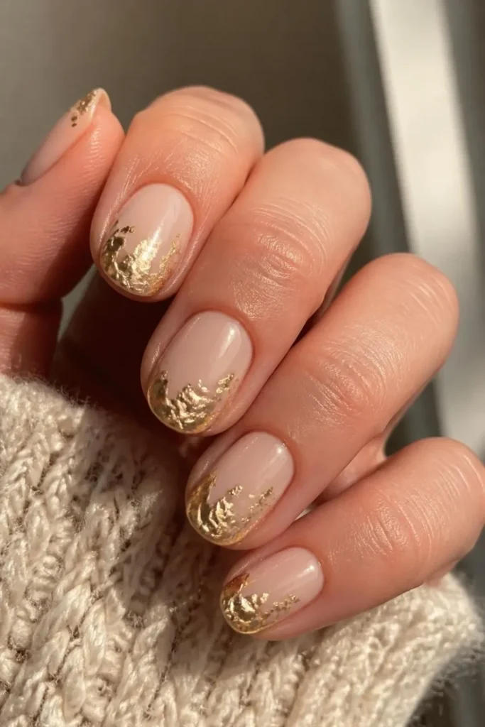 Modern French Tip Nails with Gold