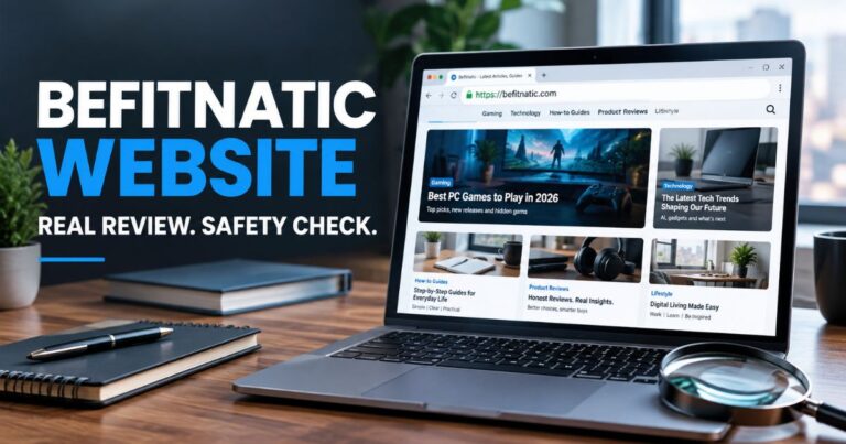 Befitnatic Website real review and safety check showing its gaming, technology, guides, and product review content