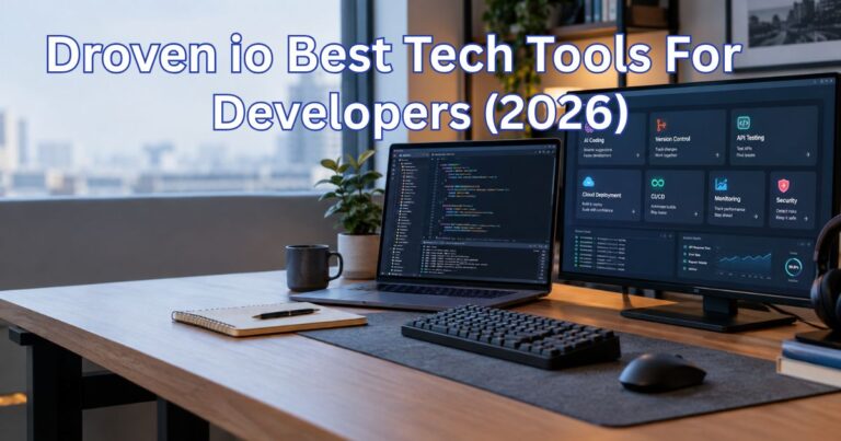 Droven io best tech tools for developers in 2026 shown on a modern developer workstation